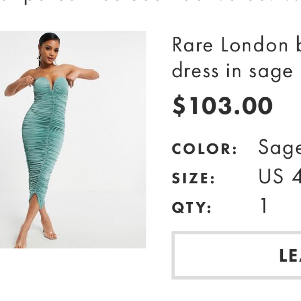 Sage Bandeau Ruched Midi Dress